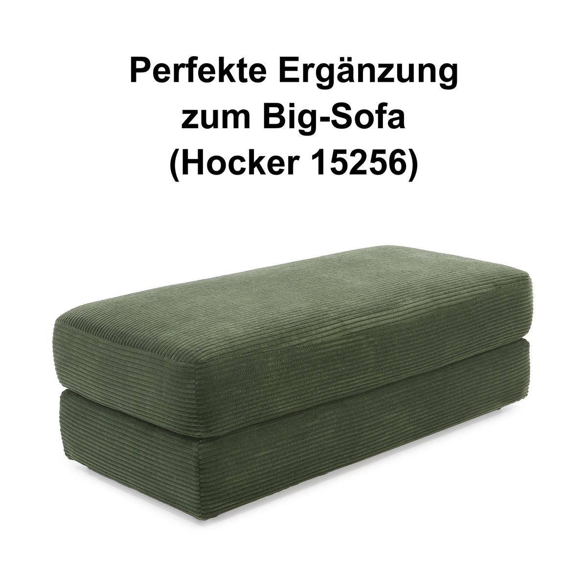BIG-SOFA mit Federkern B290/T135/H90 cm extratief, Liegefläche 122x240 cm, Cord Grün / 15250 - Schwarz/Grün, Kunststoff/Textil (290/90/135cm) - luma-home