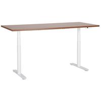 SCHREIBTISCH braunweiß 180/80 cm elektrisch höhenverstellbar Destin IV - Dunkelbraun/Weiß, Holz (80/180/67cm) - Beliani
