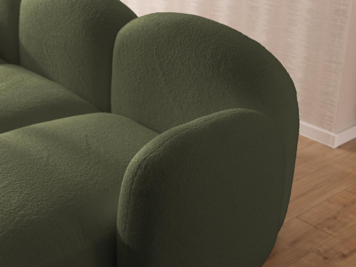 WOHNLANDSCHAFT Nuvola mit abgerundetem Design Grün Bouclé-Stoff - Schwarz/Grün, Holz/Kunststoff (268/80/146cm) - S-Style