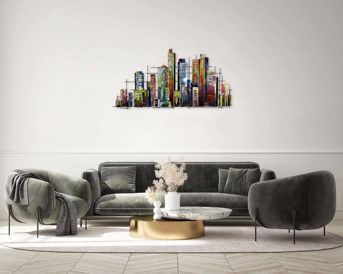 WANDDEKO Bunt 120/60 cm - Multicolor, Metall (3/60/3cm) - KUNSTLOFT