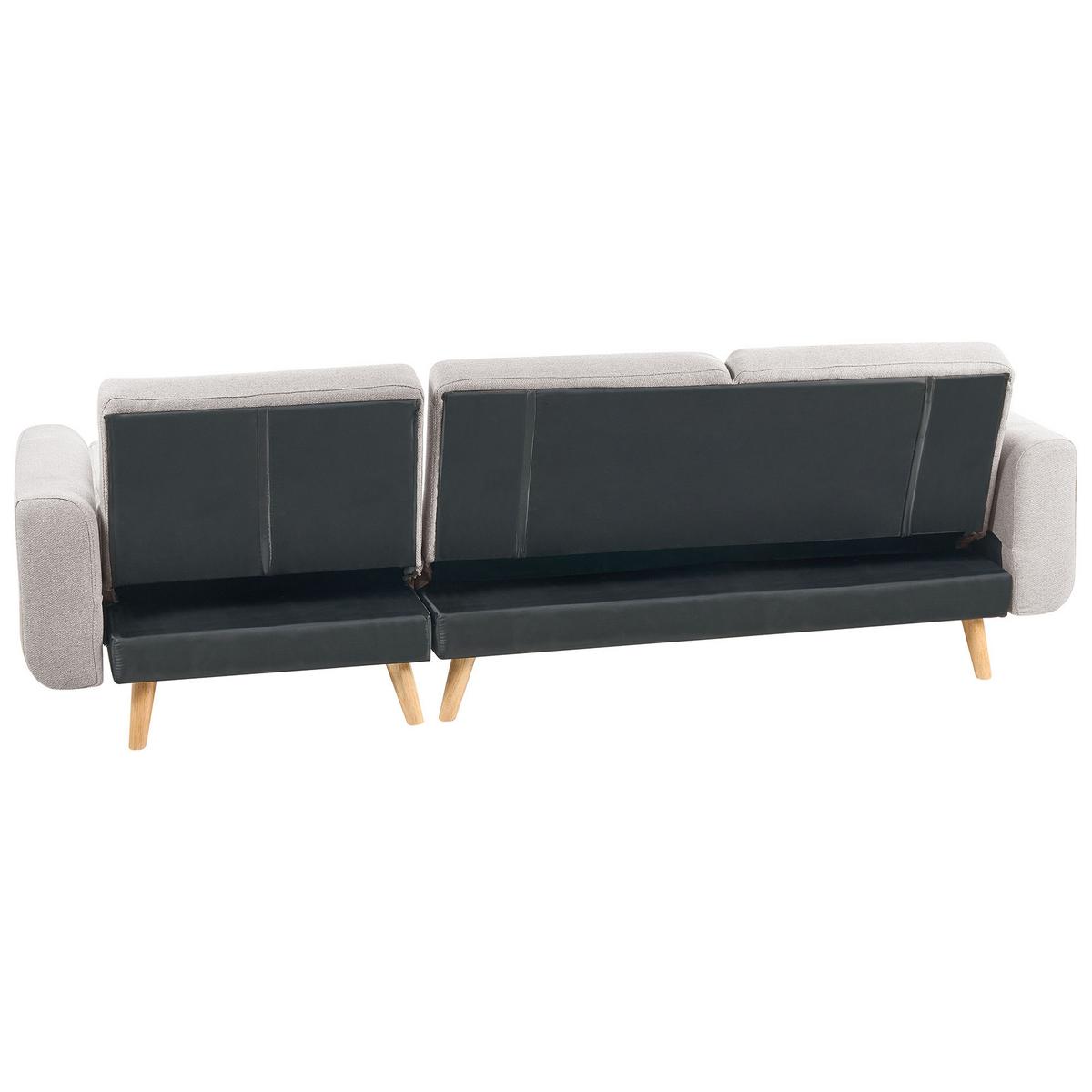 ECKSCHLAFSOFA 3-Sitzer Stoff Grau rechtsseitig Kaarina - Hellbraun, Textil (260/152cm) - Beliani
