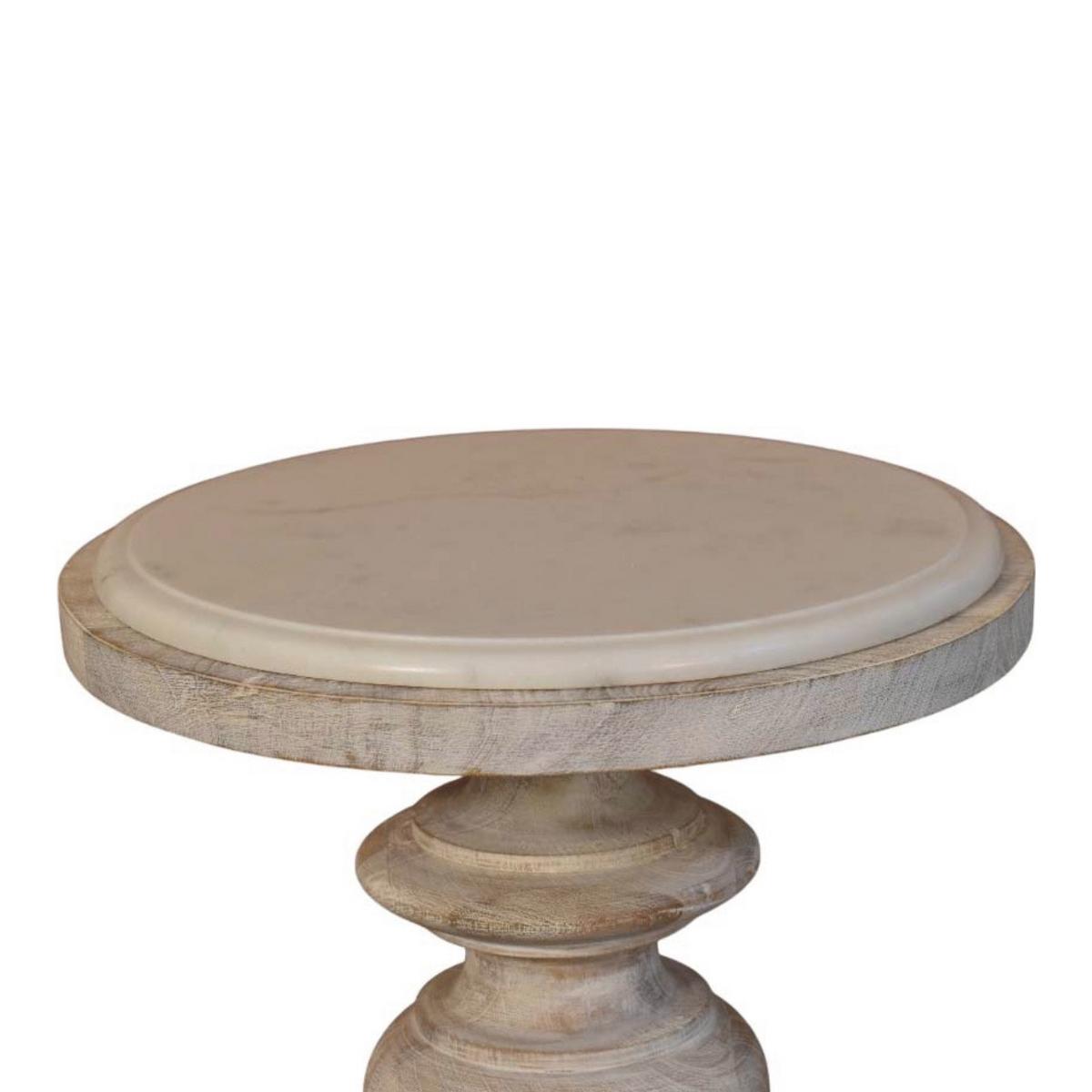AKZENTTISCH mit Salted-Oak-Finish, Marmorplatte oben, weiß - Weiß, Holz (38/38/60cm) - Artisan Furniture