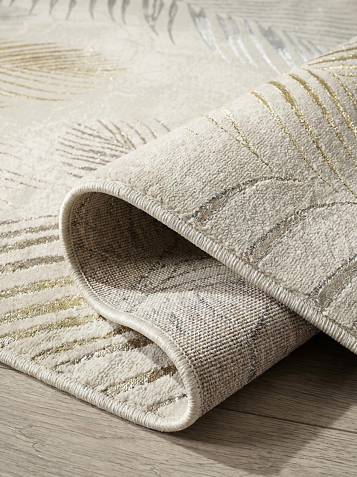 TEPPICHLÄUFER Floral KAVALA Polyester Creme 80 x 150 cm - Beige, Textil (80/150cm) - KADIMA DESIGN