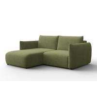 ECKSOFA TAUER 3-Sitzer LINKS, Bouclé-Stoff grün - Schwarz/Grün, Holz/Textil (173/206cm) - Courtois Laville