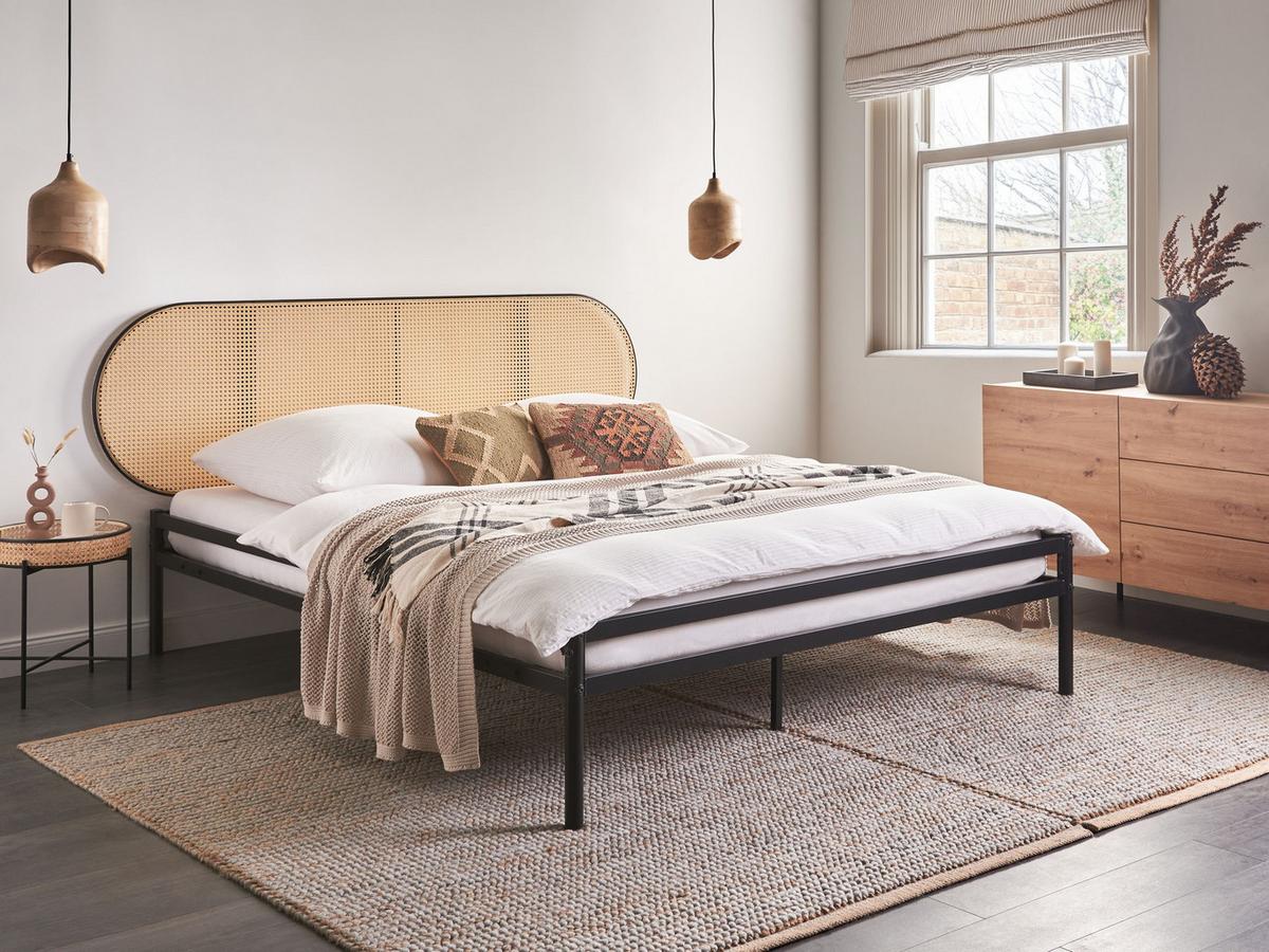 BETT mit Lattenrost 160/200 cm Eisen Hellbraun Boulin - Hellbraun, Metall (160/200cm) - Beliani