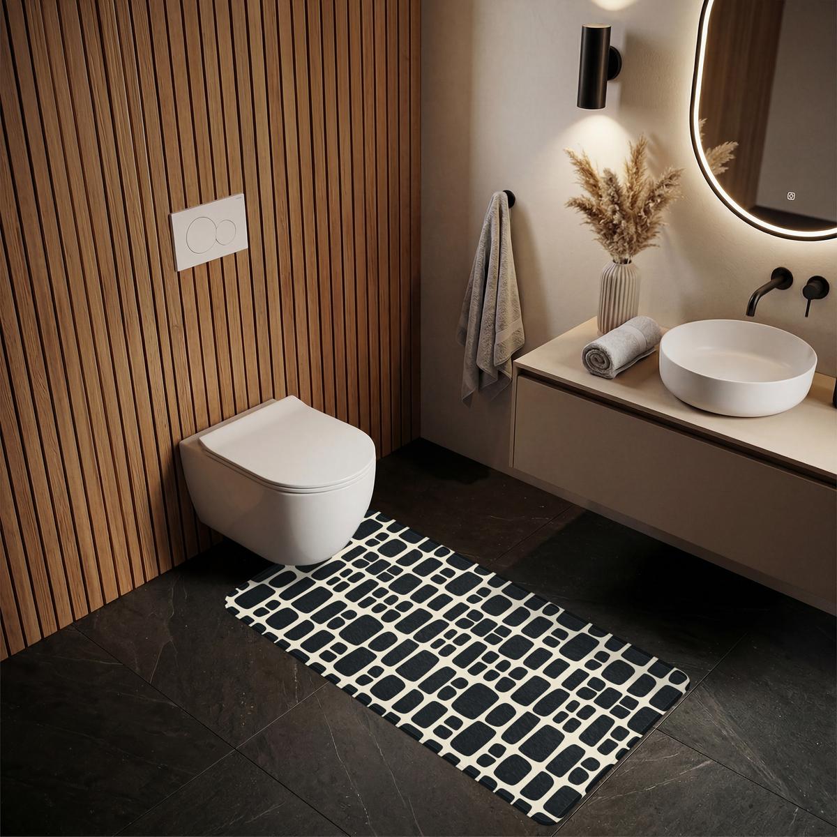 BADEMATTE Modern - Bio - Schwarz 60x120 cm - Anthrazit, Textil (60/120cm) - OnlyWow