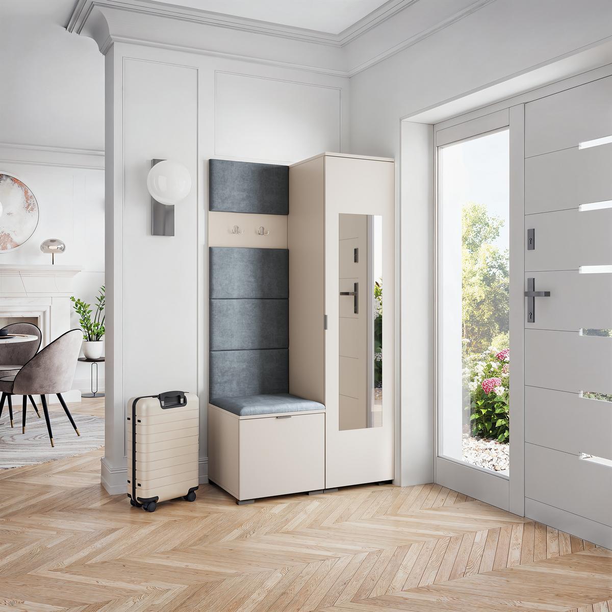 GARDEROBENSCHRANK VIRA 95/181/51 cm Modern Garderobe-Set Kaschmir - Kaschmir/Grau, Holzwerkstoff (95/181/51cm) - MASSENO