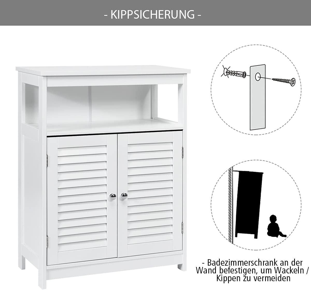 BADSCHRANK Weiß - Weiß, Holz (60/80/30cm) - COSTWAY