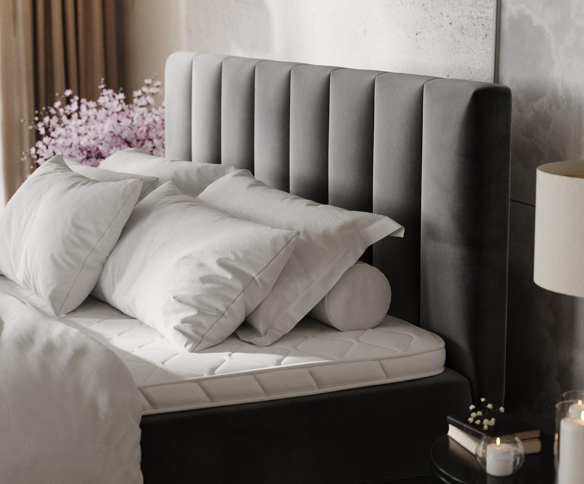 BOXBETT Lusso 200/200 cm Grau im Kronos Stoff - Schwarz/Grau, Holz/Holzwerkstoff (200/200cm) - AltaBeds