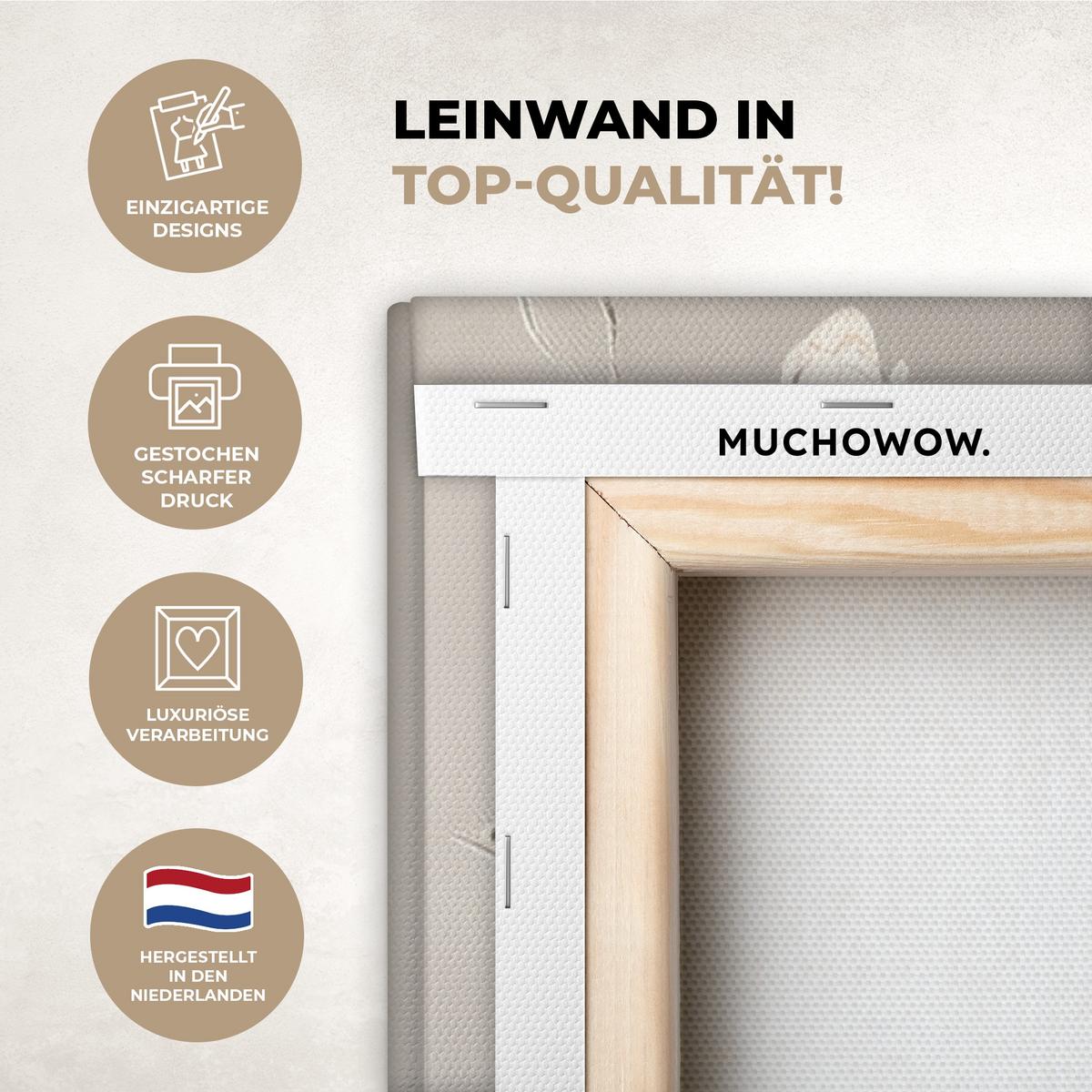LEINWANDBILD 2er Set Blüte - Beige - Abstrakt - Blumen 120x90 cm - Hellbraun, Textil (120/90cm) - MuchoWow