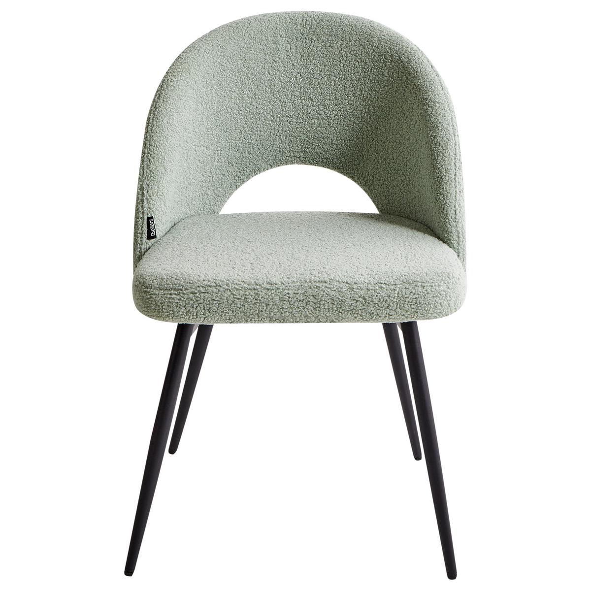 ESSZIMMERSTUHL 2er-Set Bouclé Hellgrün Onaga - Hellgrün, Textil (52/77/56cm) - Beliani