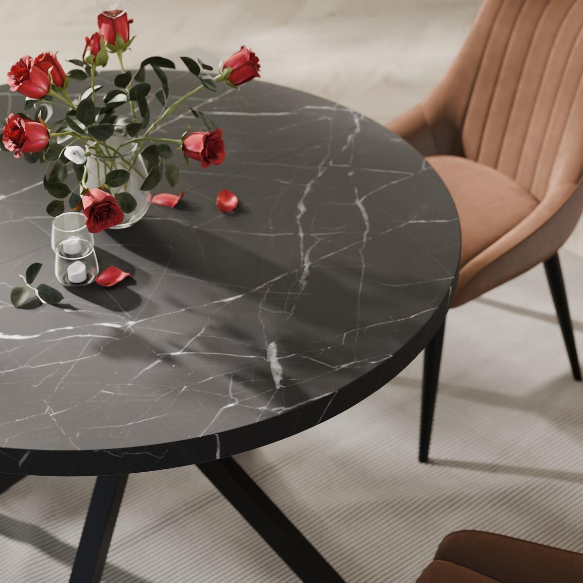 AUSZIEHTISCH MILTON 120-196/76 cm mit Metallgestell, Schwarz / Grigia Pietra - Schwarz/Grau, Holzwerkstoff/Metall (120/120/76cm) - Idohome