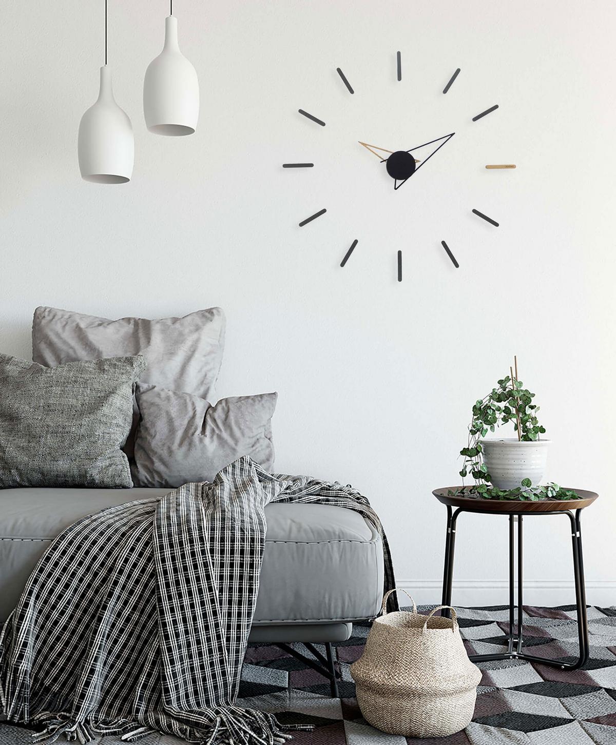 WANDUHR Design Schwarz 80/80 cm - Schwarz, Holzwerkstoff (0.8/80/1cm) - ONZENO