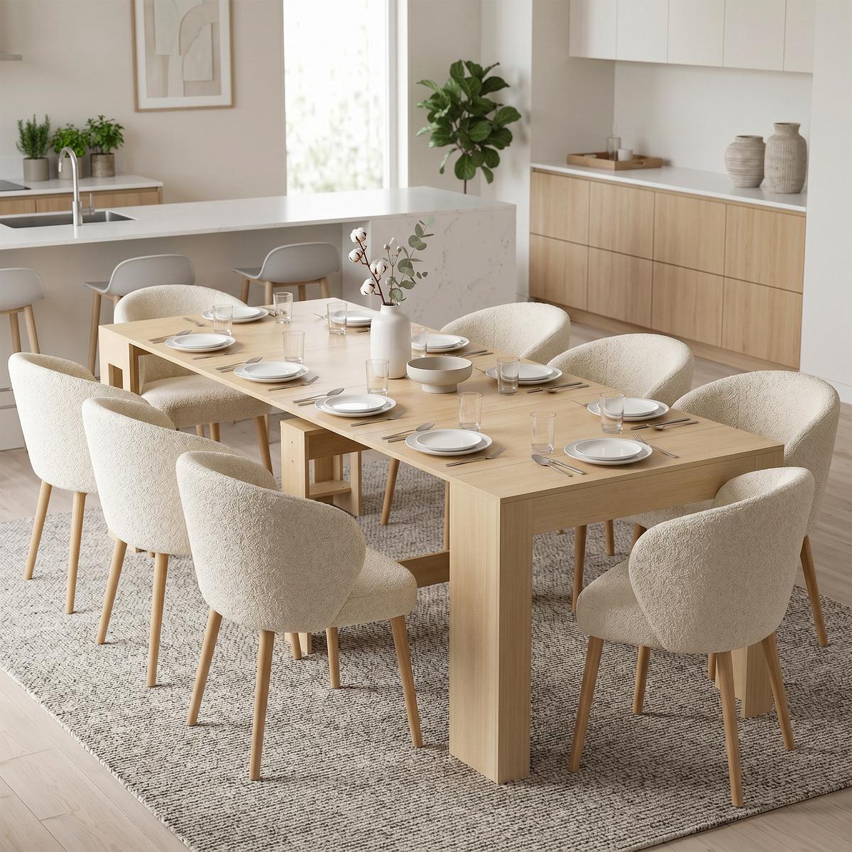 AUSZIEHBARER-ESSTISCH Spanplatte Stahl Braun - Hellbraun, Holzwerkstoff (240/90/78cm) - HOMCOM
