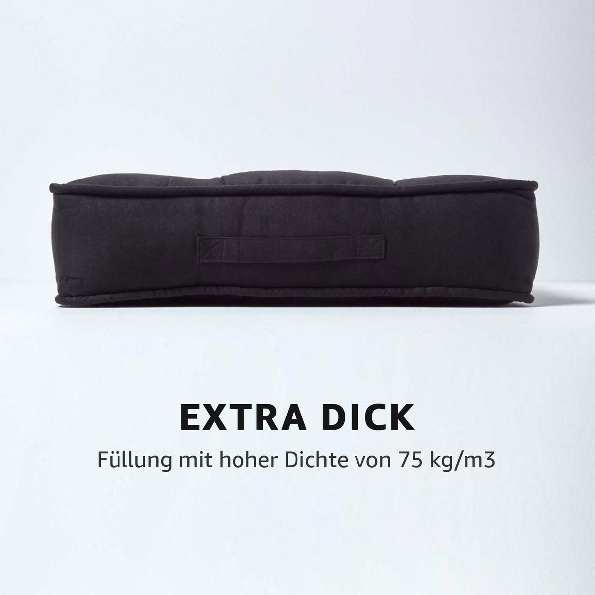 SITZKISSEN braun 50/50/10 cm – Sesselkissen, Velours - Schwarz, Textil (50/50/10cm) - Homescapes