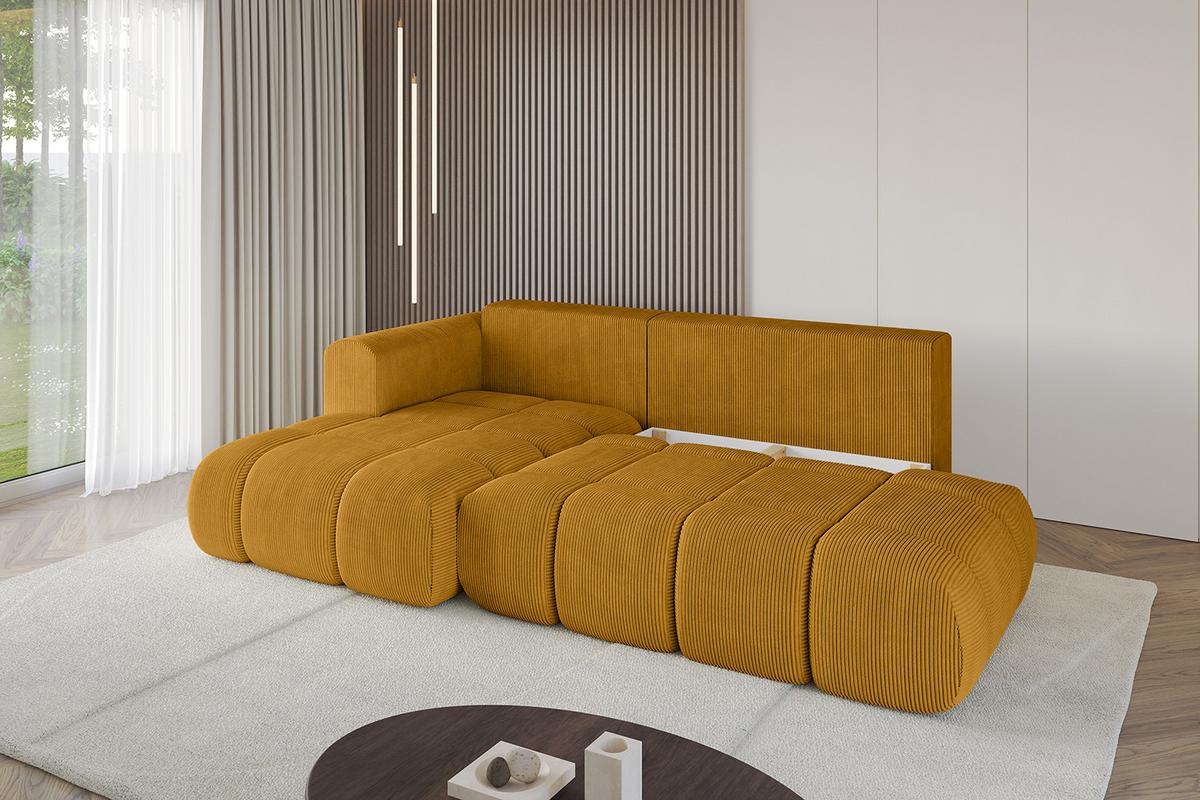 ECKSOFA Ottomane Links CLOUD-L-v1 280x185x90 Senfgelb Cord - Currygelb, Holzwerkstoff/Kunststoff (180/289cm) - ALTDECOR