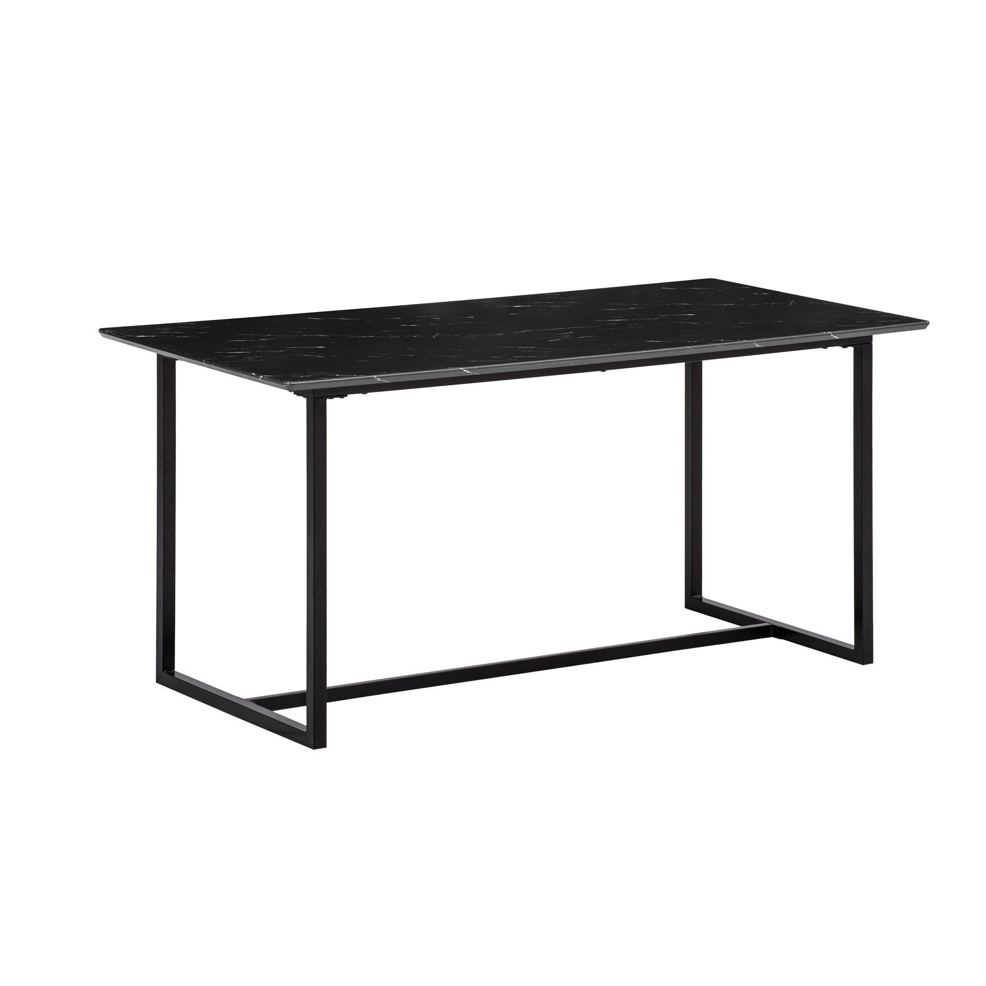 ESSTISCH Marmoroptik Metall Rechteckig Modern Klein, Schwarz 160x80x76 cm - Schwarz, Holzwerkstoff/Metall (80/160/76cm) - KADIMA DESIGN