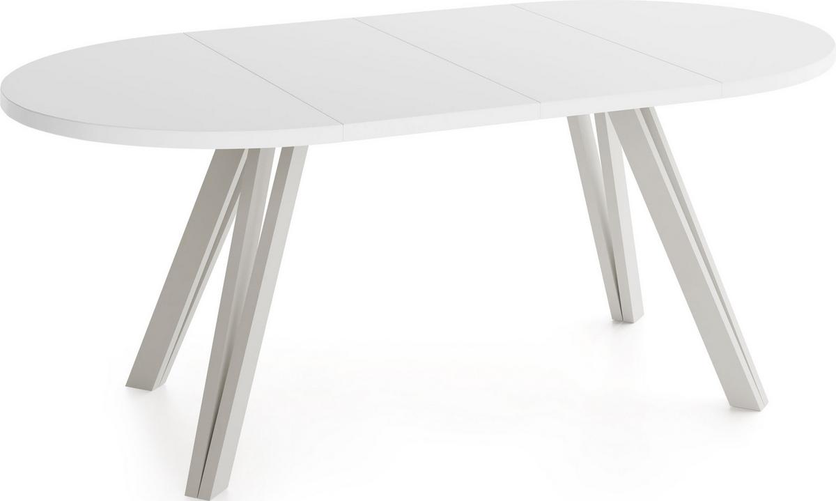 ESSTISCH Ravero runder ausziehbarer, Weiß 100-180/100/77 cm - Kaschmir/Weiß, Holz/Holzwerkstoff (100/180/76.5cm) - WFL GROUP