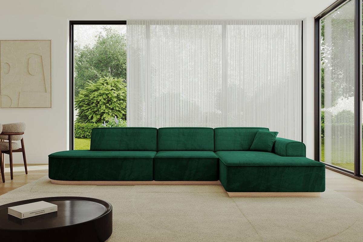 ECKSOFA Ottomane Rechts IREA-L2 - 327x165x80 cm Grün - Dunkelgrün, Holzwerkstoff/Textil (327/165cm) - ALTDECOR