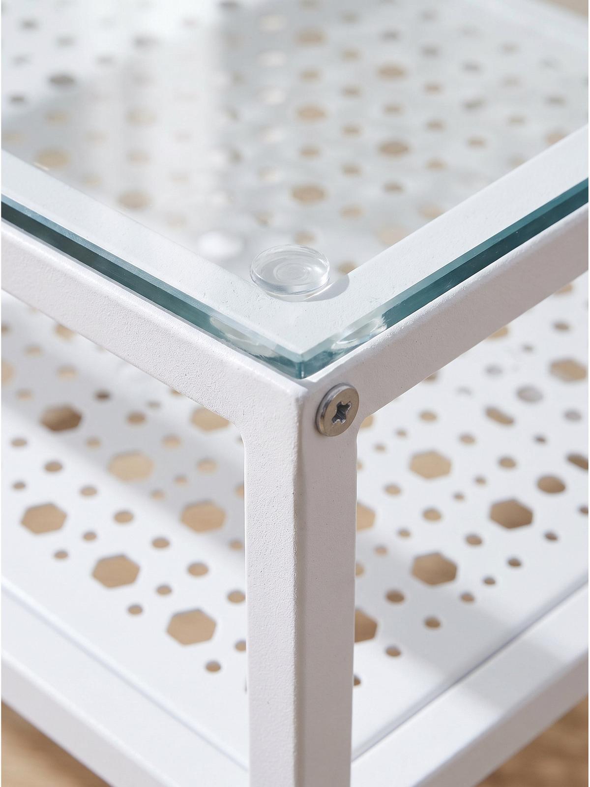 COUCHTISCH ALCUDIA, Einscheibensicherheitsglas, Weiß, 60 x 60 x 45 cm - Weiß, Glas/Metall (60/60/45cm) - KADIMA DESIGN