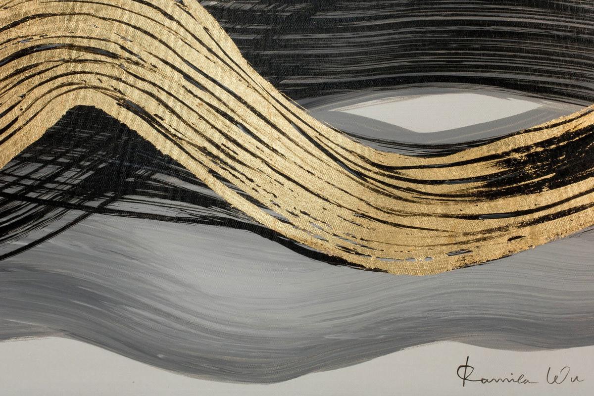 ACRYLBILD HANDGEMALT 120/60 cm - Schwarz/Weiß, Holz/Textil (120/60cm) - KUNSTLOFT