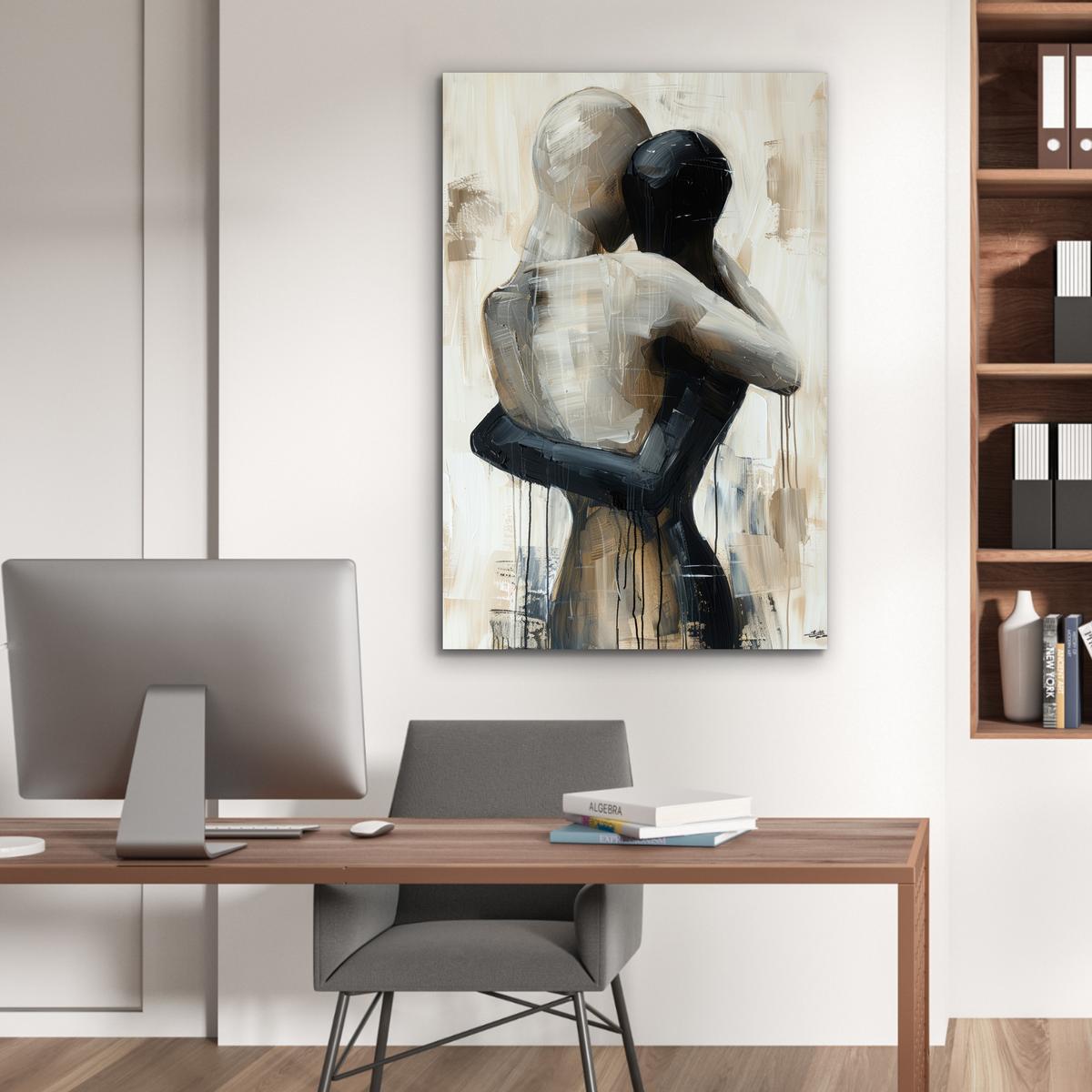 METALLBILD Abstrakt - Liebe - Schwarz und weiß - Modern 80x120 cm - Schwarz, Metall (80/120cm) - MuchoWow