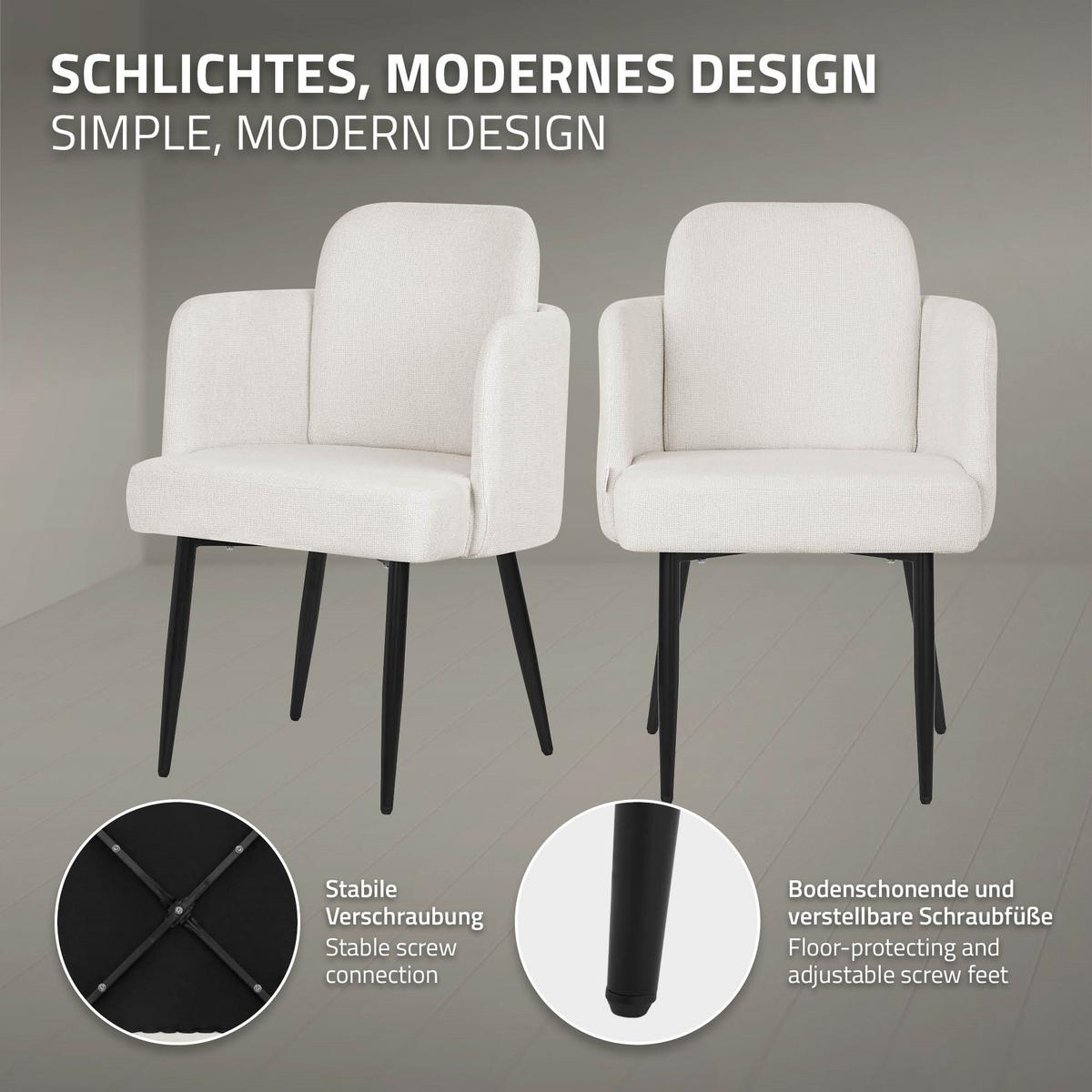 ESSZIMMERSTÜHLE 2er Set Beige mit Stoffbezug Rattan Optik - Beige/Schwarz, Textil/Metall (59/86/59cm) - ML-DESIGN