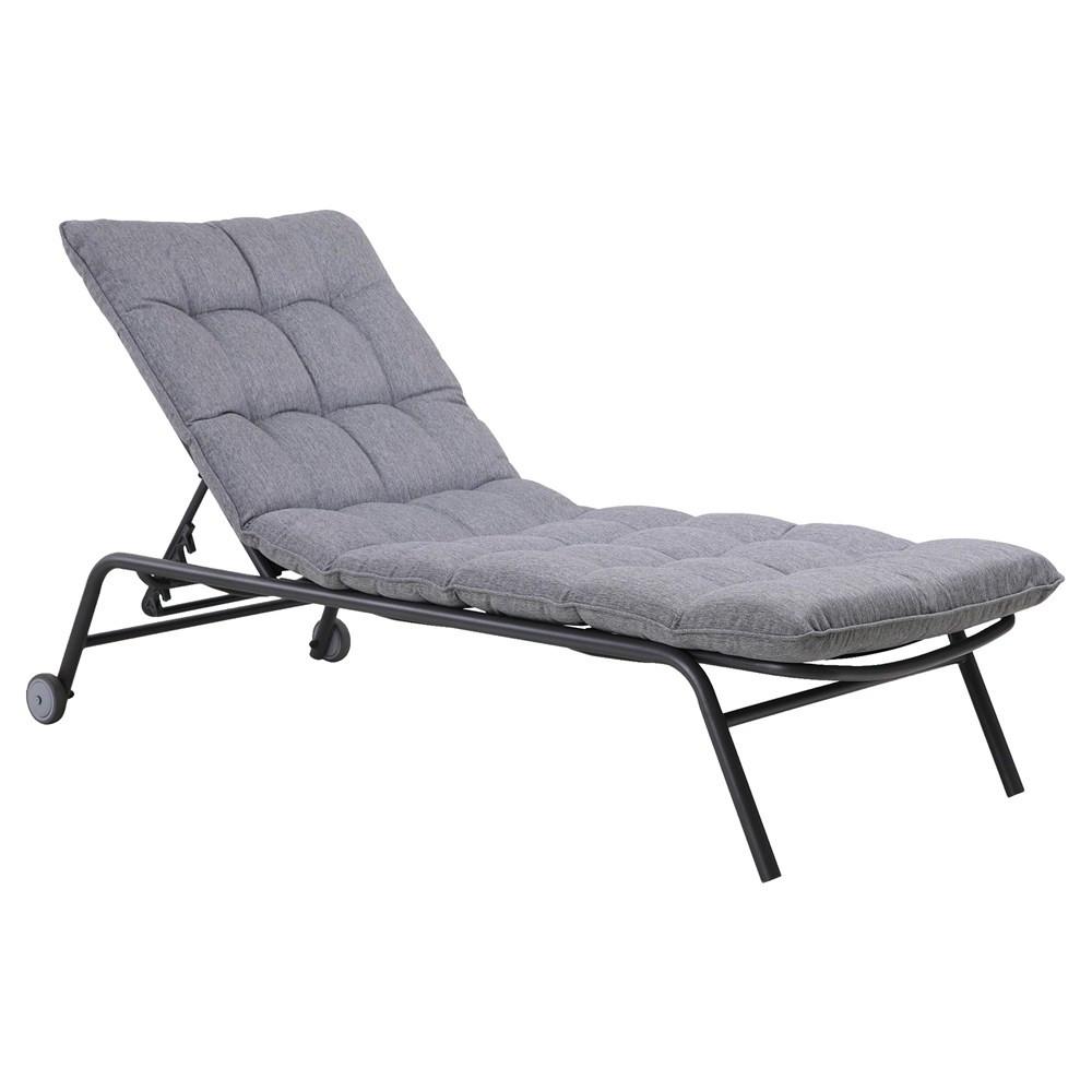 GARTENLIEGE VIBE mit Rollen - Schwarz/Grau, Holzwerkstoff (65/22/181cm) - RAUMHIRSCH FURNITURE