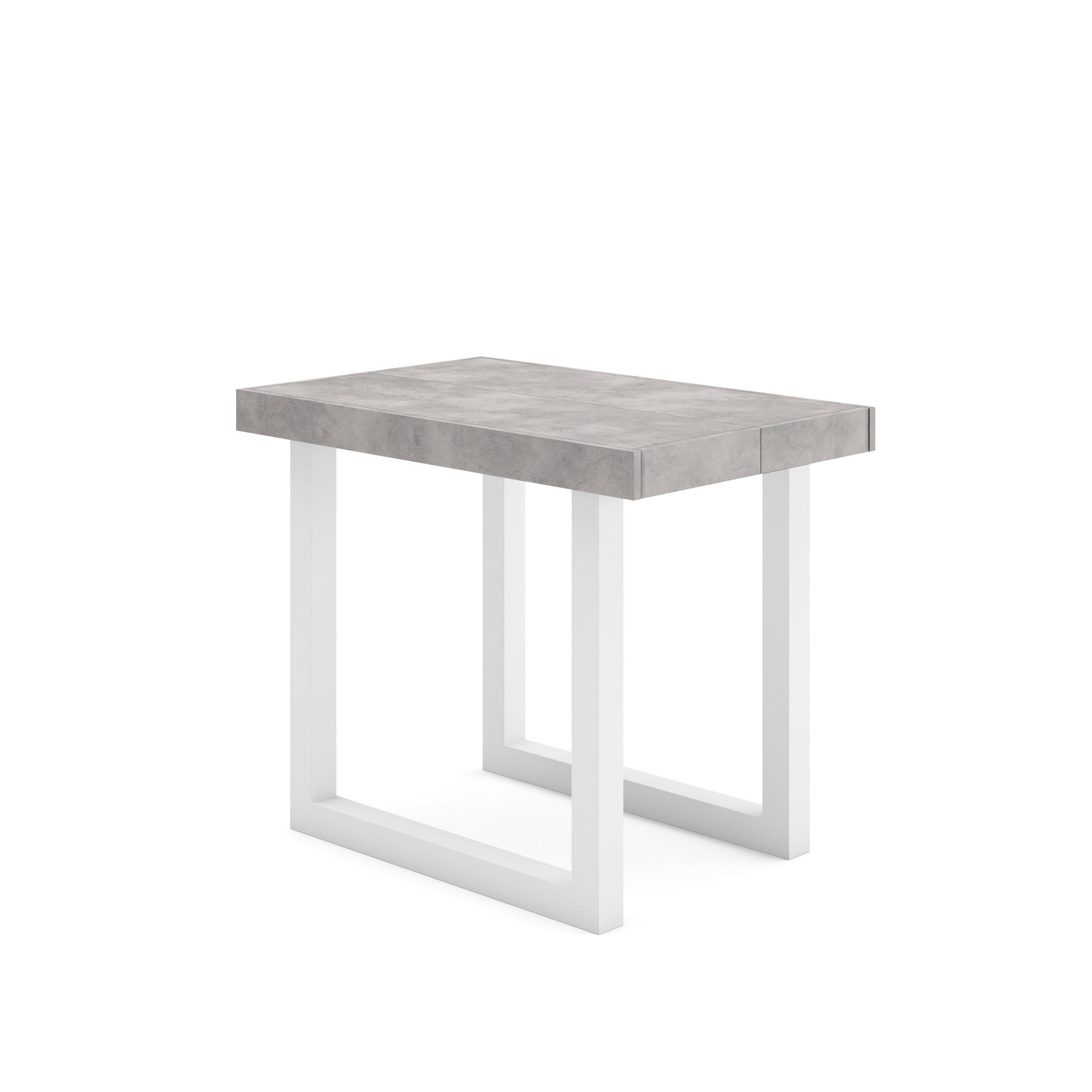 KONSOLENTISCH ausziehbar 58 bis 180cm, für 8 Gäste, weiß zementgrau, 90/58/73cm - Weiß/Grau, Holzwerkstoff (90/180/73cm) - Skraut Home