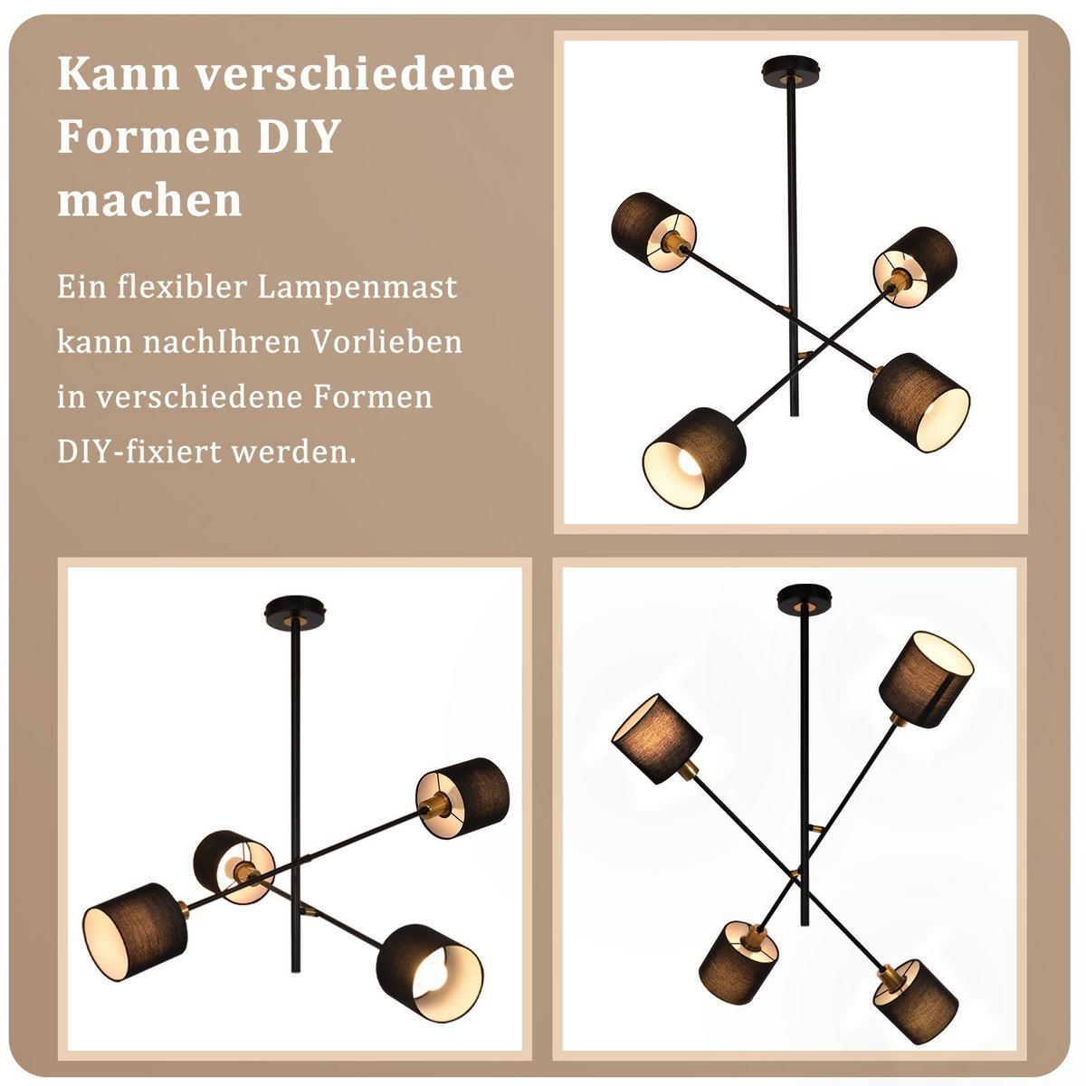 PENDELLEUCHTE Reiner 4-flammig 68/68/85 cm - Schwarz, Metall (68/68/85cm) - Nettlife