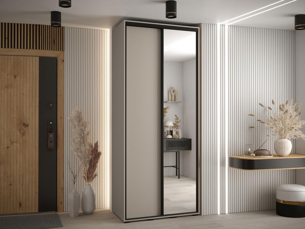 KLEIDERSCHRANK Dakota 3 120 cm - Beige/Schwarz, Holzwerkstoff/Kunststoff (120/235/60cm) - MIRJAN24