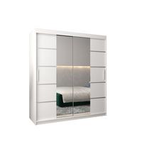 SCHWEBETÜRENSCHRANK 200/180/62 2-türig - Silberfarben/Weiß, Holz/Kunststoff (180/200/62cm) - MÖBEL KRYSPOL