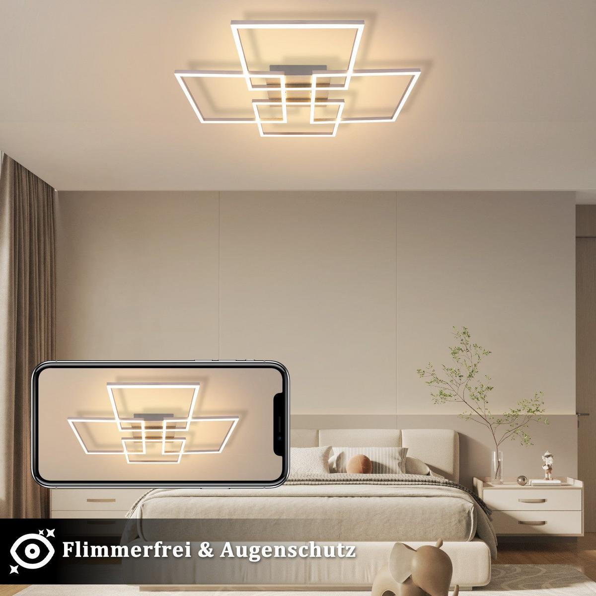 LED-DECKENLEUCHTE Marable 72.4/72.4/7.3 cm - Silberfarben, Metall (72.4/72.4/7.3cm) - Nettlife