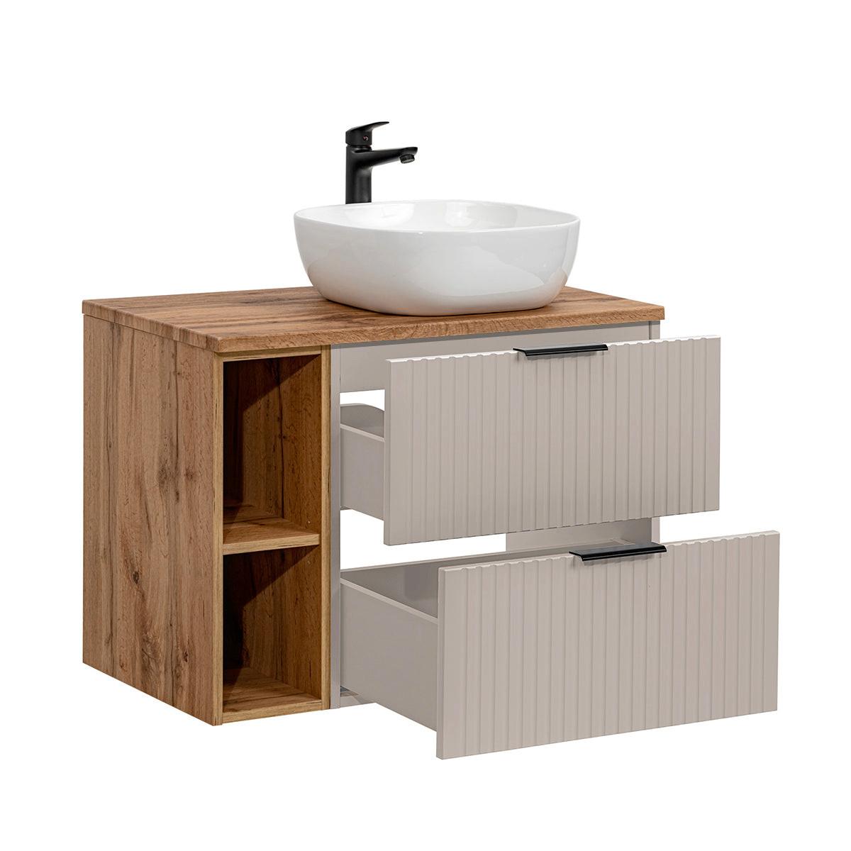BADMÖBEL 80.6cm Adriel 2er-Set Kaschmir und Holz - Beige, Holzwerkstoff (80.6/59/46cm) - Petits-meubles
