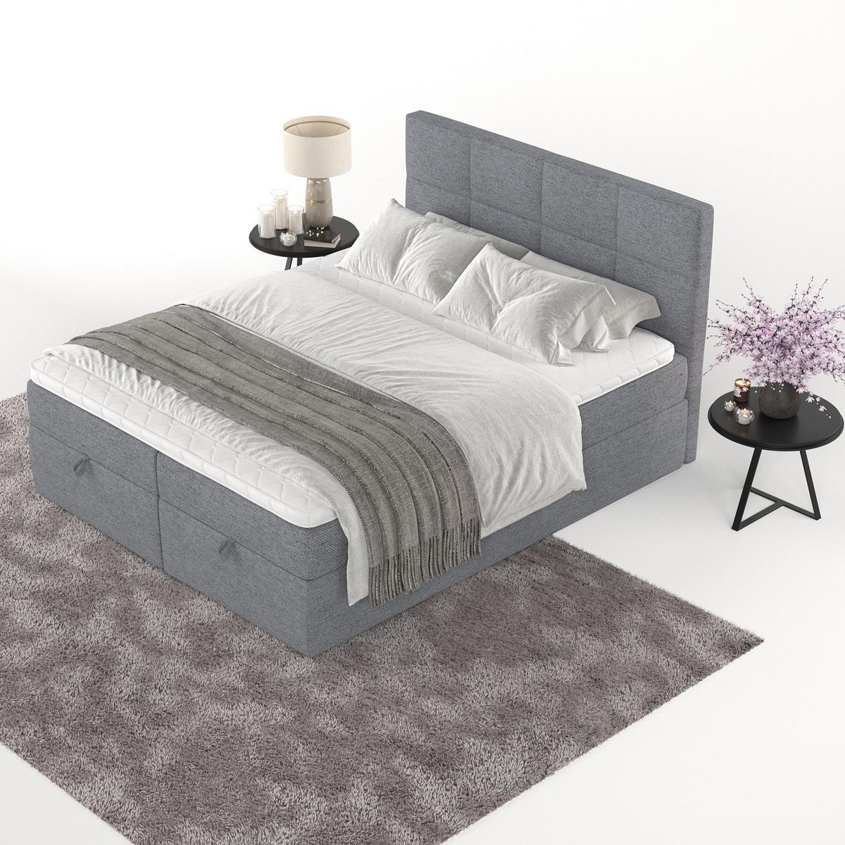 BOXBETT Velto 140/200 cm Grau im Neve Stoff - Schwarz/Grau, Holz/Holzwerkstoff (140/200cm) - AltaBeds