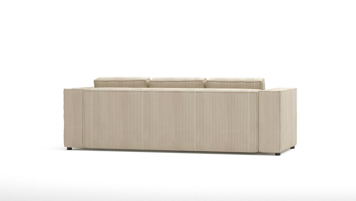 3-SITZER-SOFA Nova Beige Cord - Beige/Schwarz, Holz/Kunststoff (230/64/92cm) - S-Style Möbel