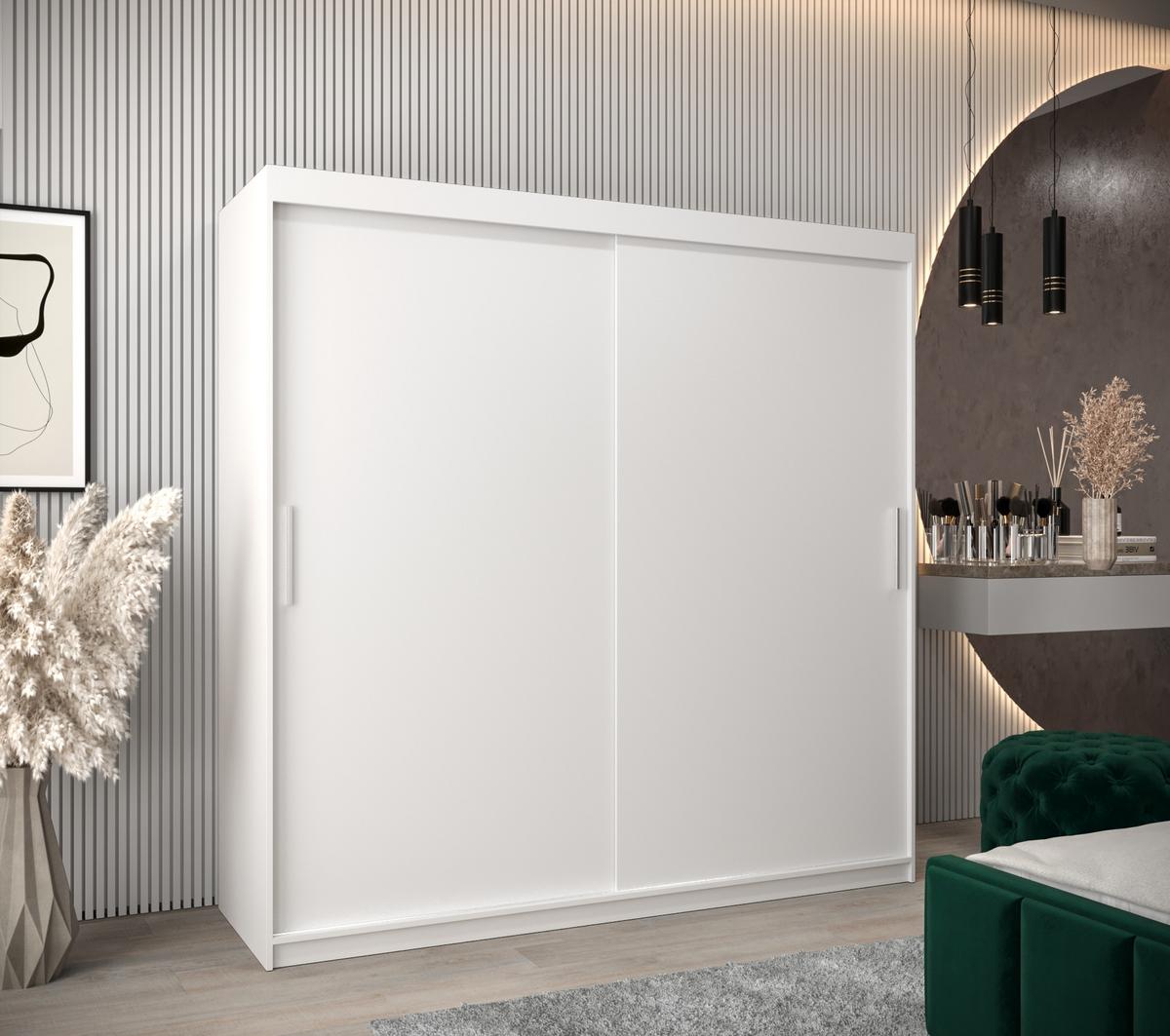 SCHIEBETÜRENSCHRANK TOKYO 200/200/62 2-türig - Silberfarben/Weiß, Holz/Kunststoff (200/200/62cm) - MÖBEL KRYSPOL
