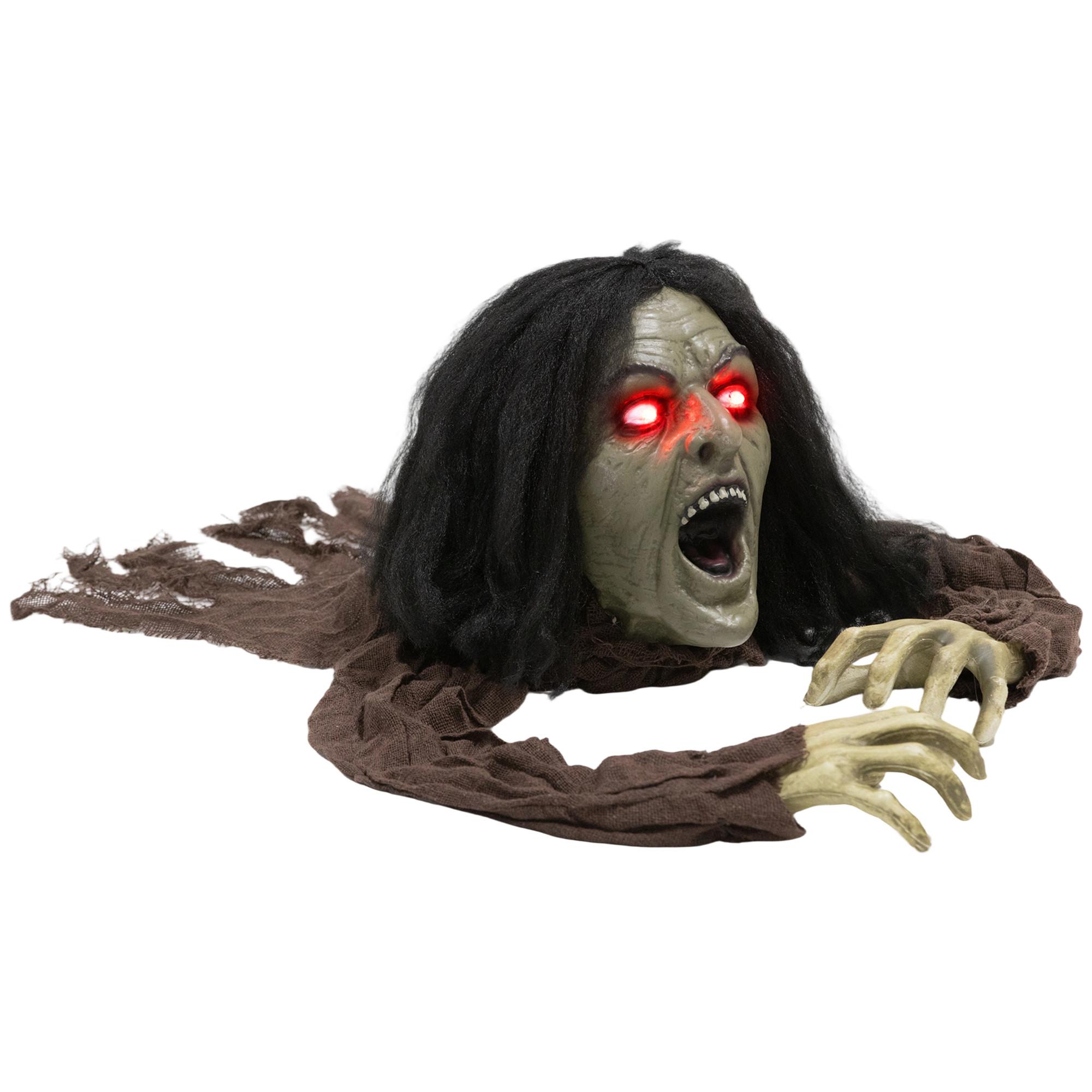 HALLOWEEN-DEKORATION kriechender Zombie 140 cm mit LED-Augen, Soundfunktion - Braun, Textil (60/20/140cm) - Outsunny