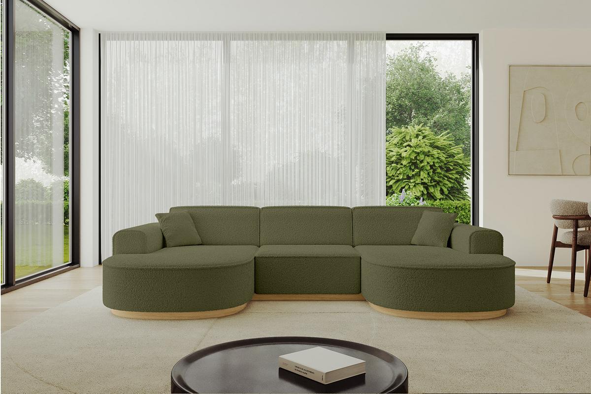 WOHNLANDSCHAFT MARI-U1-v2 - 303x171x83 cm Grün Bouclé - Grün, Holzwerkstoff/Textil (303/83/171cm) - ALTDECOR