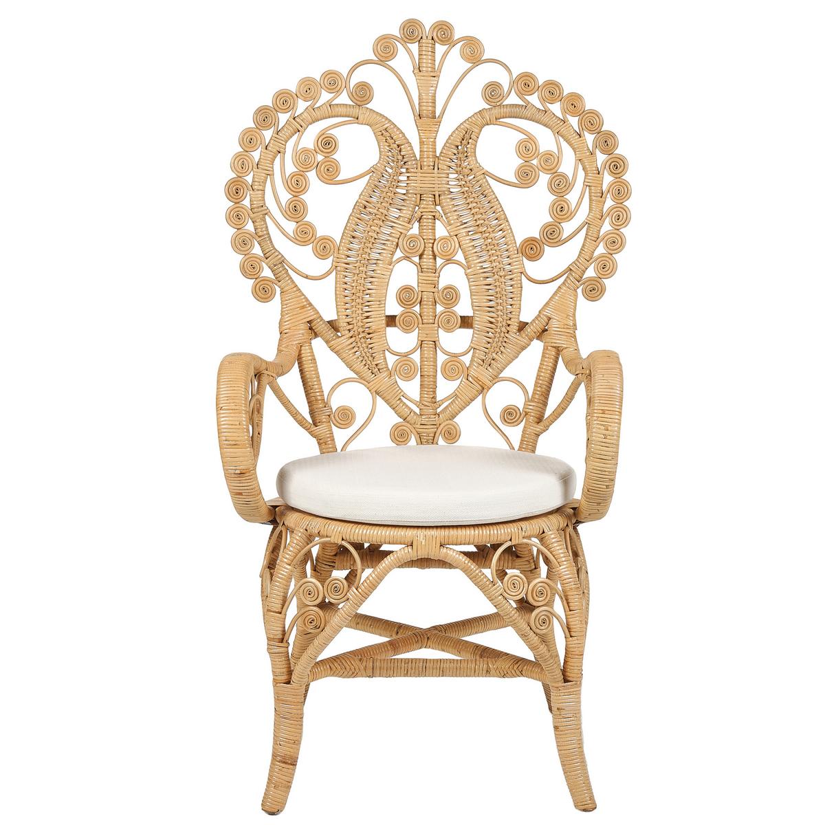 PFAUENSTUHL Rattan natürlich/beige Carrara - Beige/Naturfarben, Naturmaterialien (65/114/65cm) - Beliani