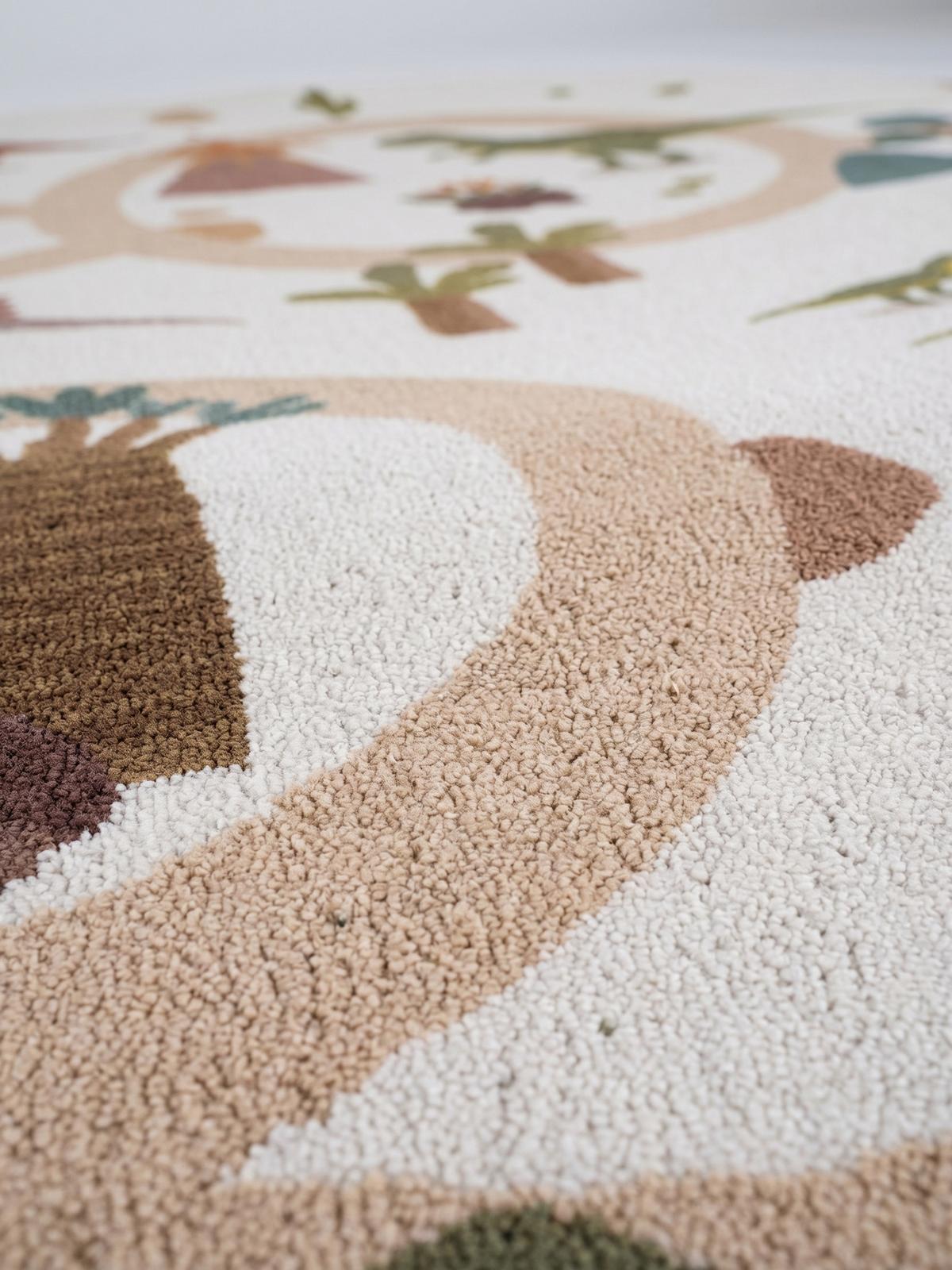 SPIELTEPPICH Waschbar TINO in Creme, mit Dino-Landschaft, Ø 160 cm - Beige, Textil (160/160cm) - KADIMA DESIGN