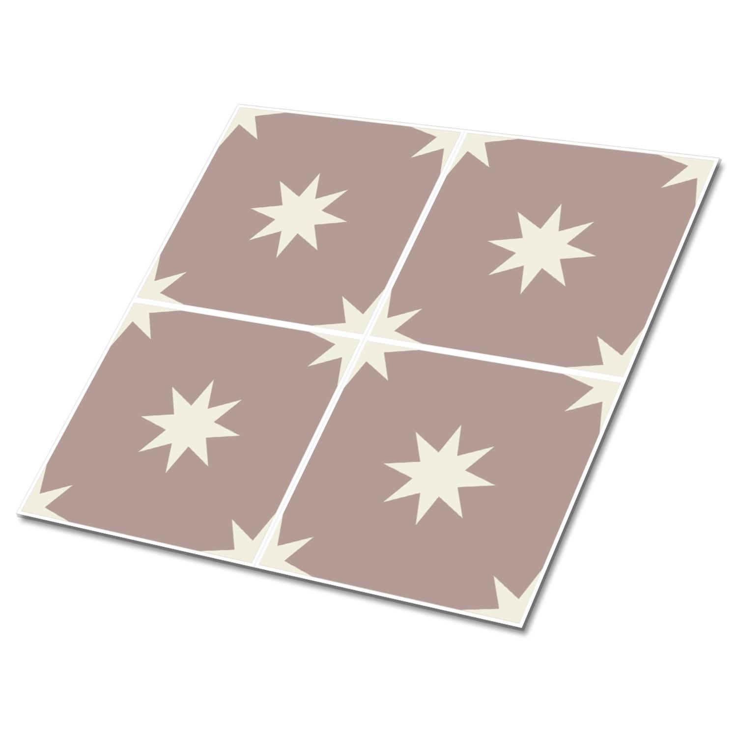 FLIESENAUFKLEBER 9 Stück 30x30 cm selbstklebend Quadrate und Sterne - Beige, Textil (30/1.6/30cm) - TULUP