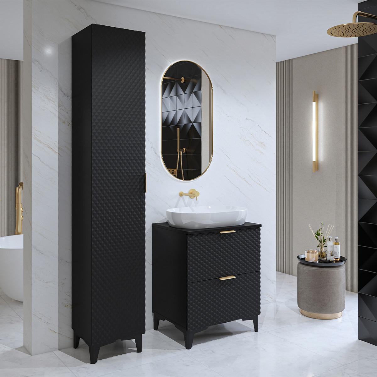 WASCHTISCHUNTERSCHRANK 60.4cm Cléa 2er-Set Schwarz - Schwarz, Holzwerkstoff (60.4/62.6/48.5cm) - Petits-meubles