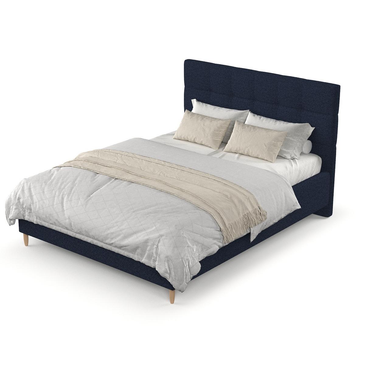 POLSTERBETT Cora 140/200 cm Marineblau im Riva Stoff - Naturfarben/Dunkelblau, Holz/Holzwerkstoff (140/200cm) - AltaBeds
