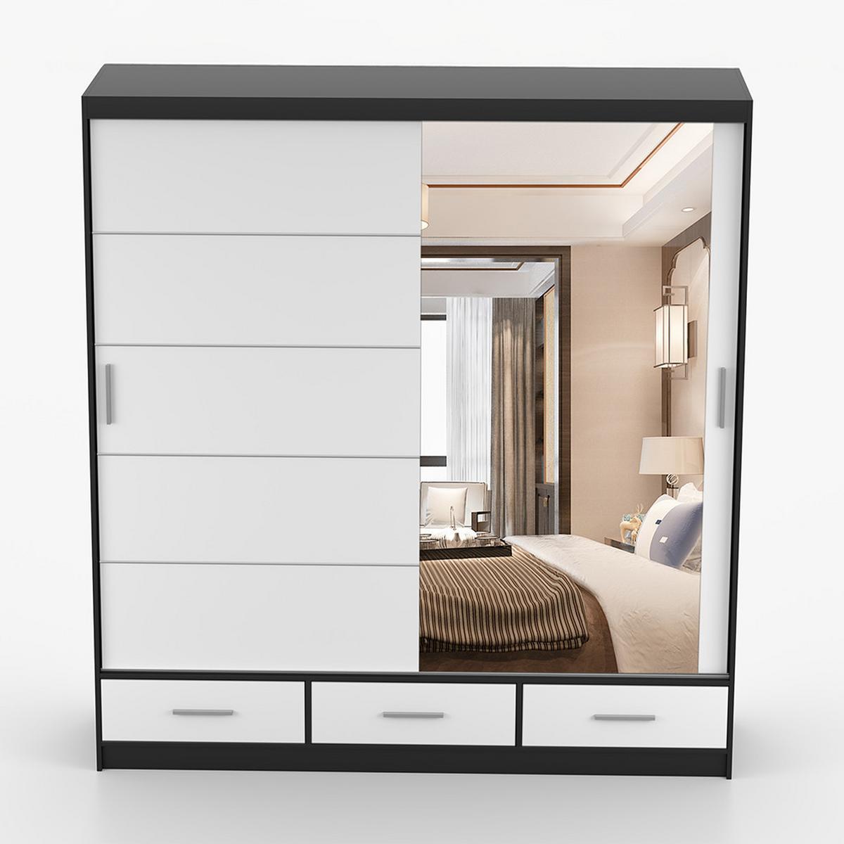 KLEIDERSCHRANK Florence 203 cm, 203/218/61, 2-türig, schwarz - Schwarz, Holzwerkstoff (203/218/61cm) - imoebel24