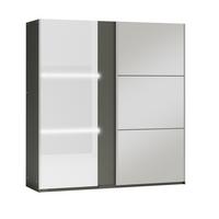 SCHWEBETÜRENSCHRANK RENEKTON 200/215/65 cm 2-türig mit Spiegel Graphitfarben - Graphitfarben, Holzwerkstoff (200/215/65cm) - MASSENO