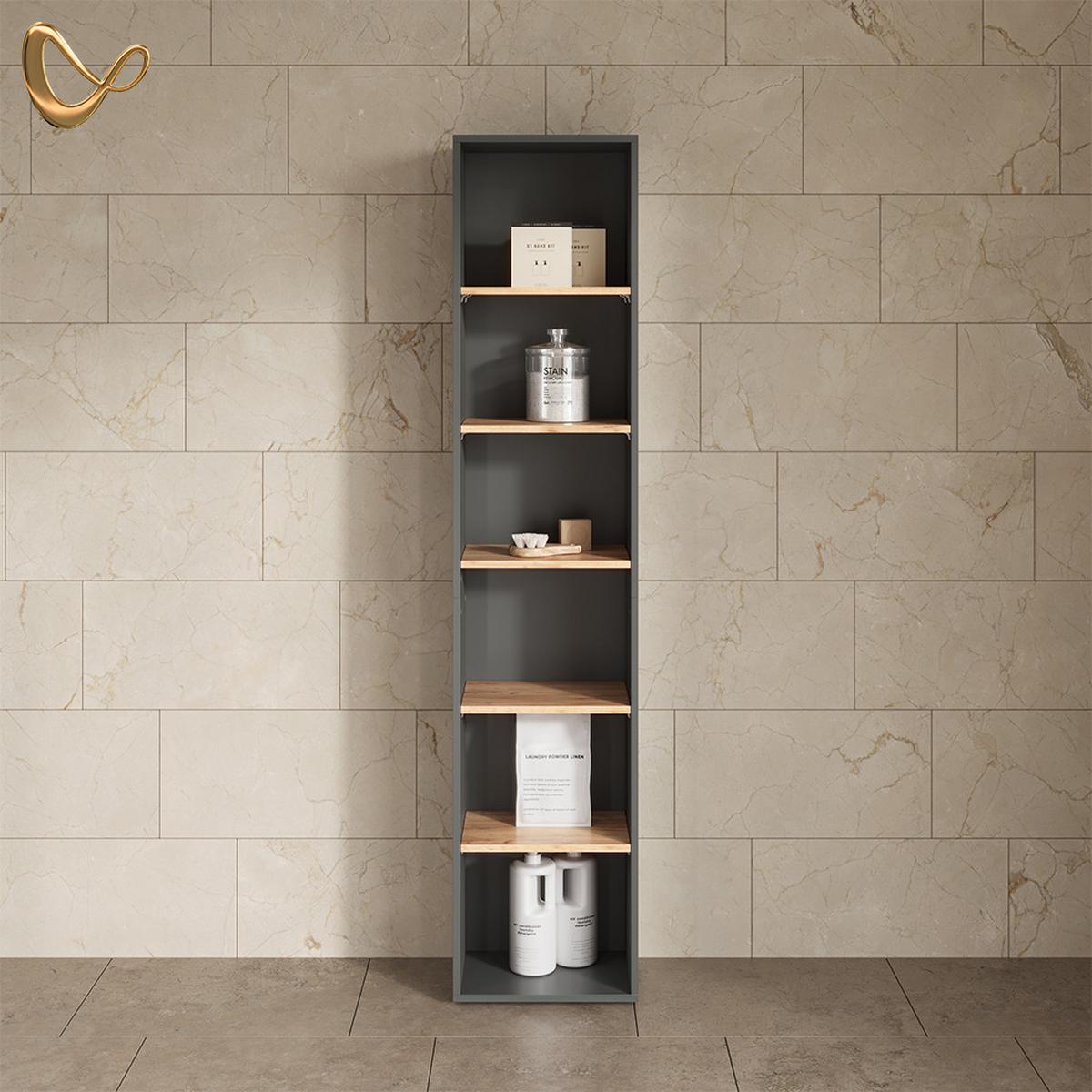BADSCHRANK Paolina Anthrazit/Goldkraft Eiche 40.2 x 188.6 cm - Honigeiche/Anthrazit, Holzwerkstoff (40.2/188.6/27.3cm) - Livinity®