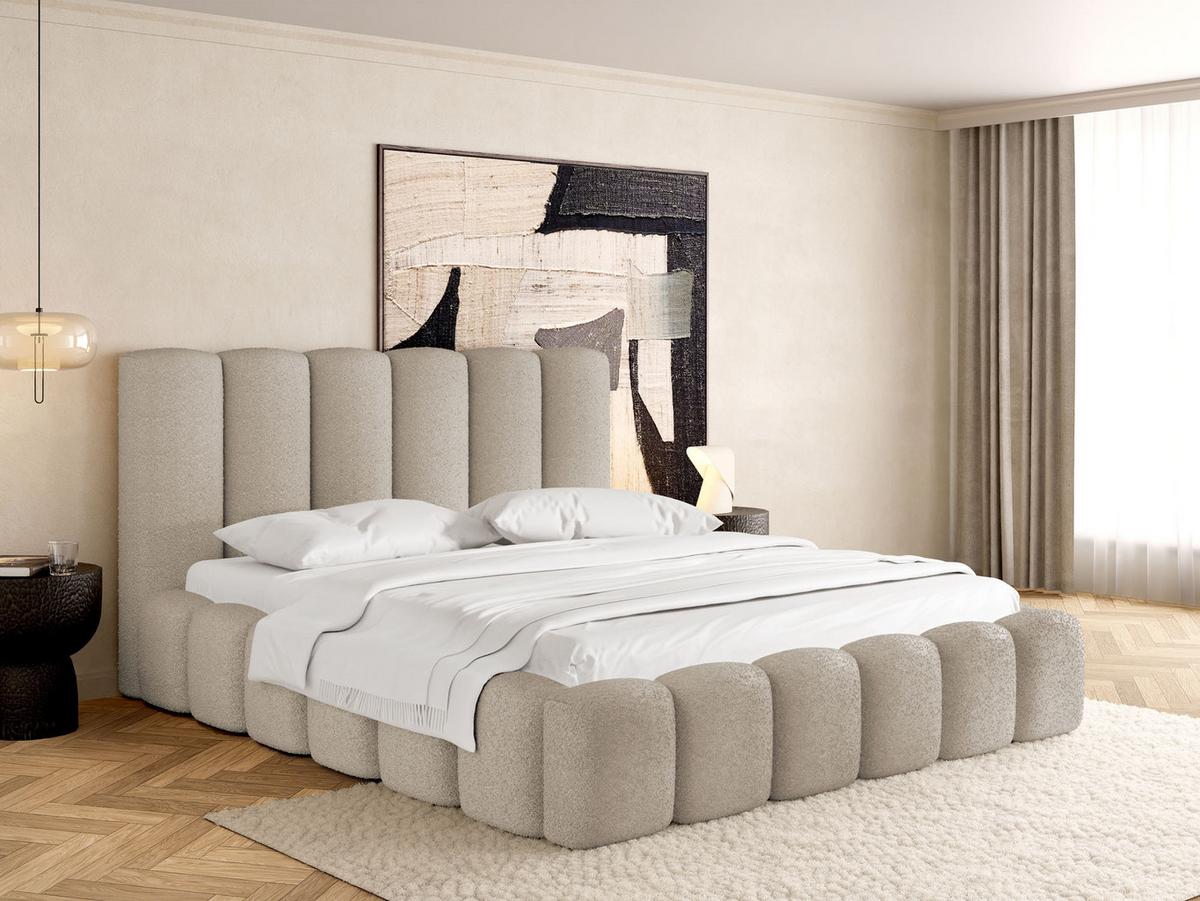 POLSTERBETT Serenity mit Bettkasten, Beige Boucle 120x200 cm - Beige/Birkefarben, Holzwerkstoff/Kunststoff (120/200cm) - WFL GROUP