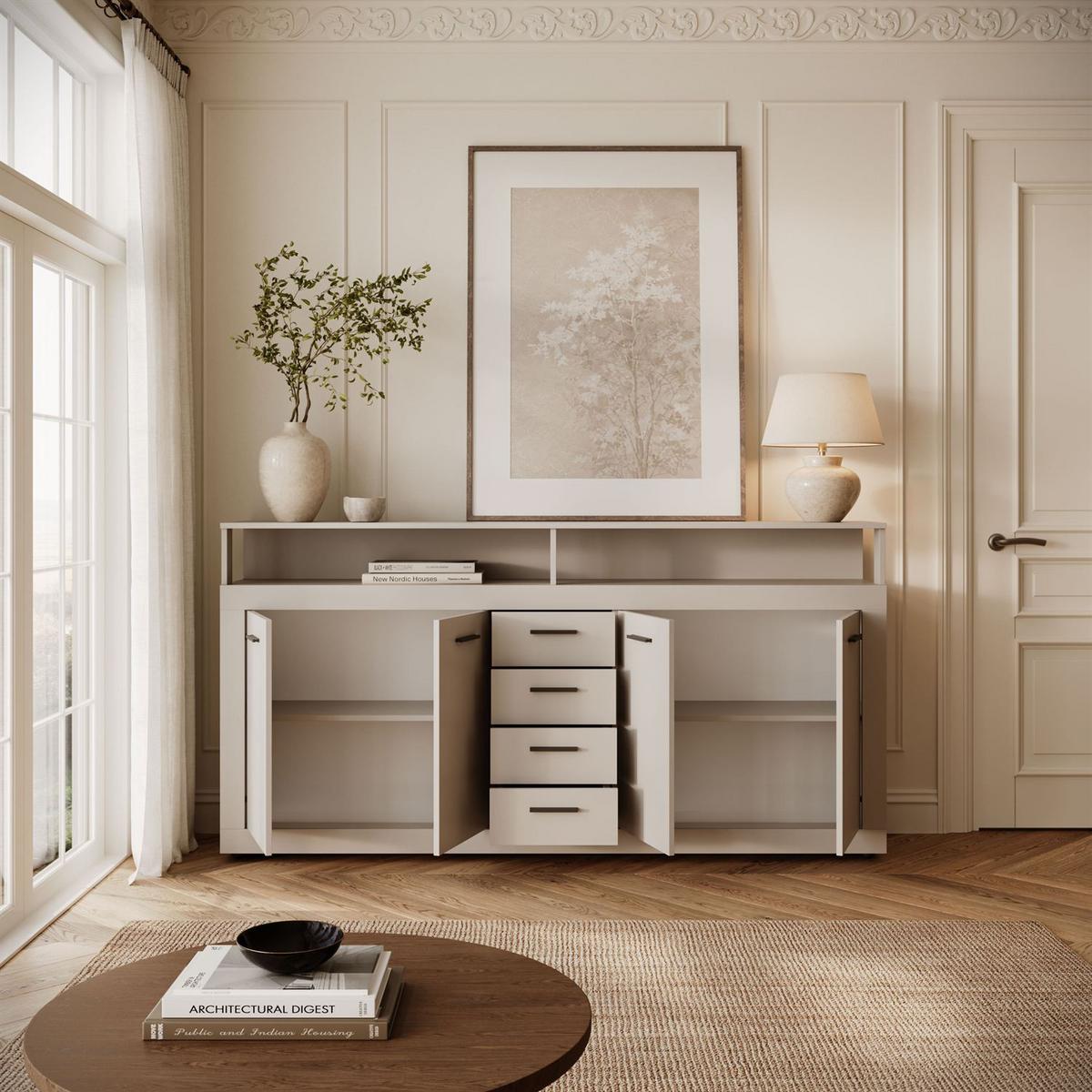 KOMMODE ROMANO mit Schubladen - Kaschmir, Holzwerkstoff (190/96/32cm) - Lookway