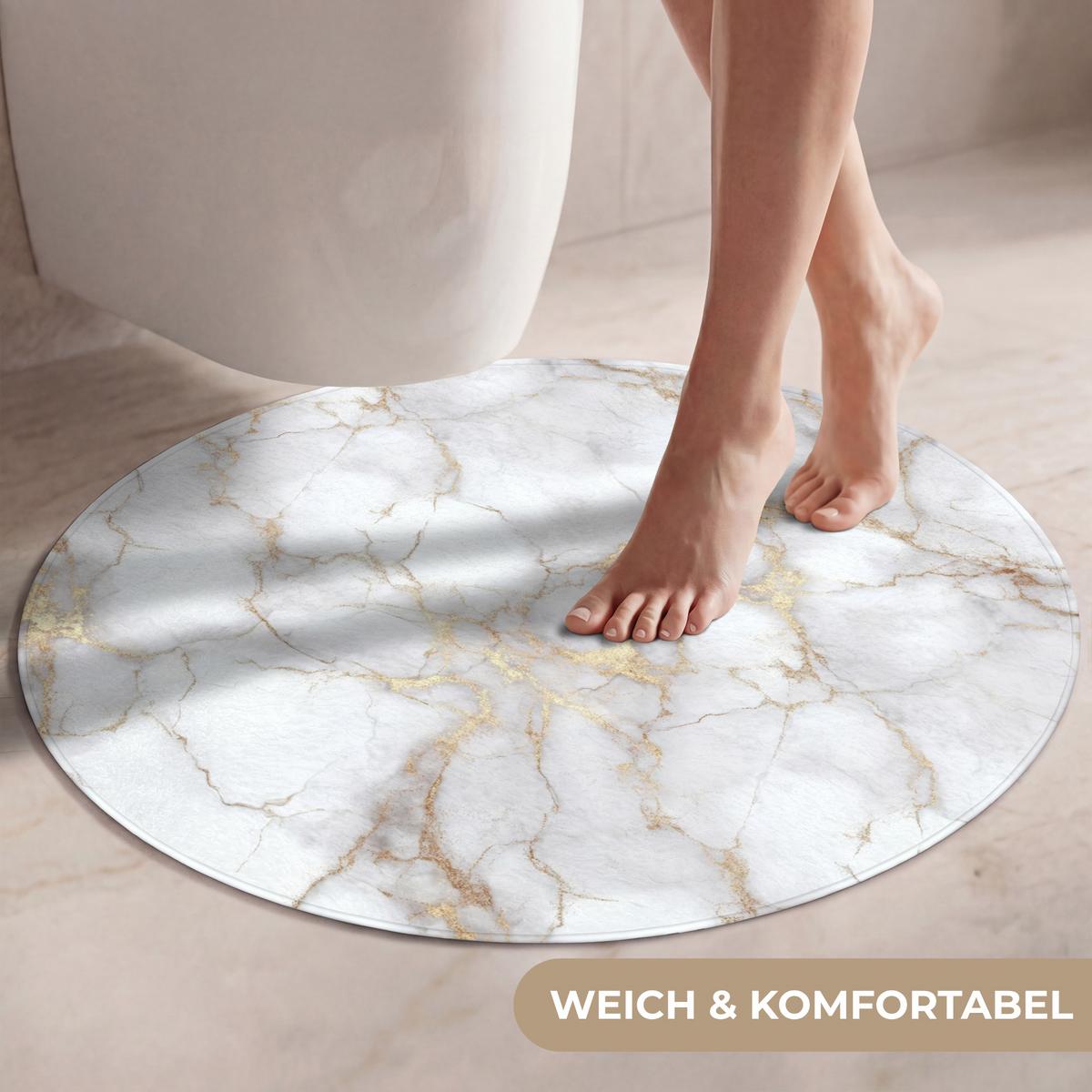WC-VORLEGER Weiß - Gold - Marmor - Grau Toilettenteppich 70x70 cm - Weiß, Textil (70/1cm) - OnlyWow